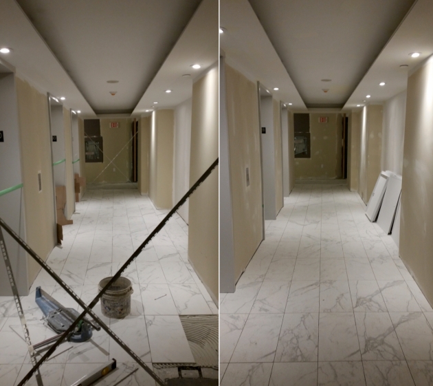 Backstage tower hallways almost finished.